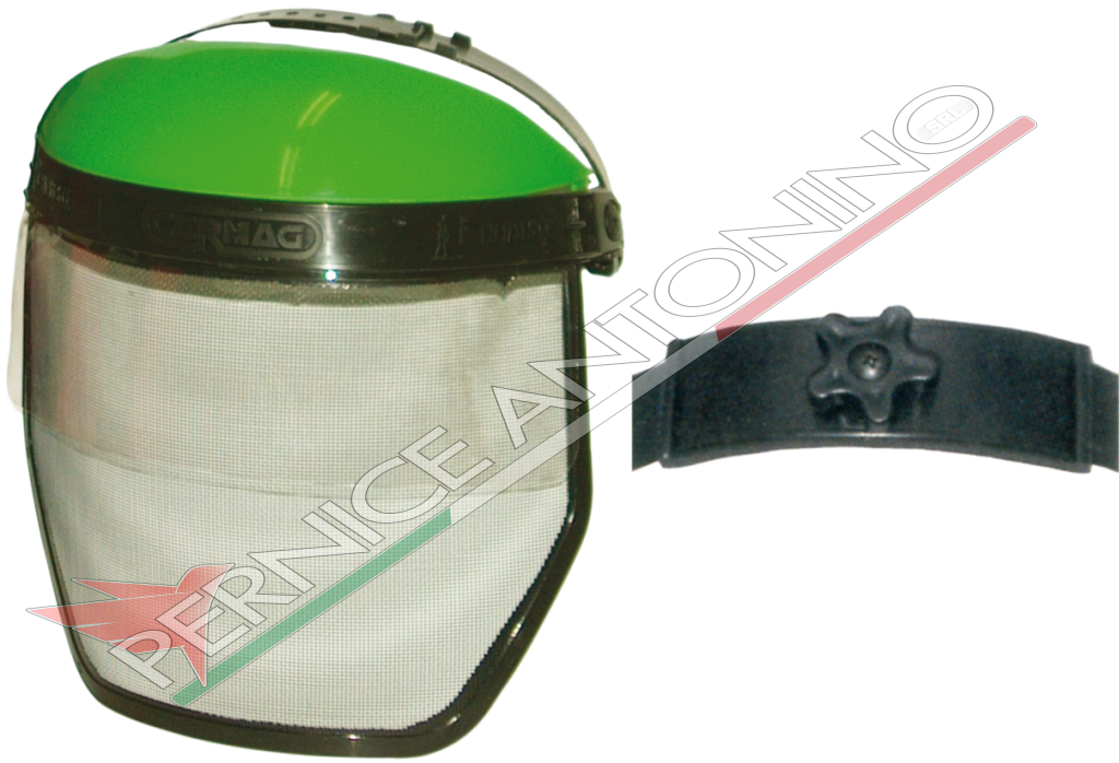  Visor in non reflecting metal gauze and polycarbonate with protective top and adjuster knob