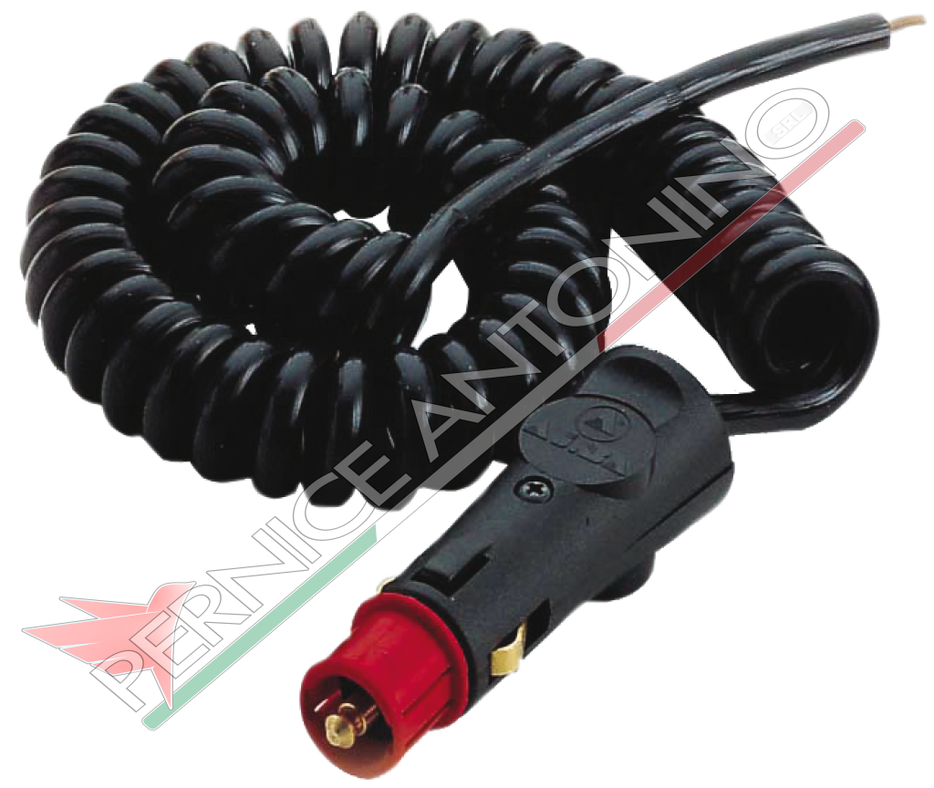 Cigarette lighter plug with 3 m spiral cable. For rotating beacon