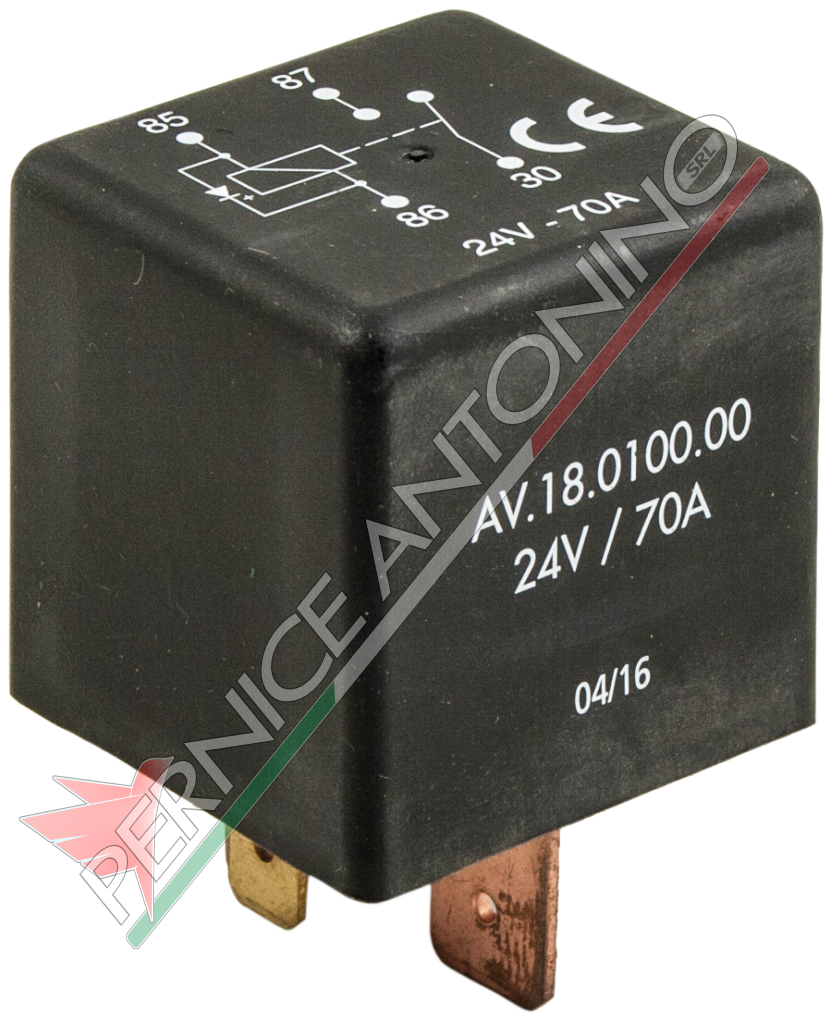 Relay On-Off 24V-70A with 9mm ends and fixing bracket