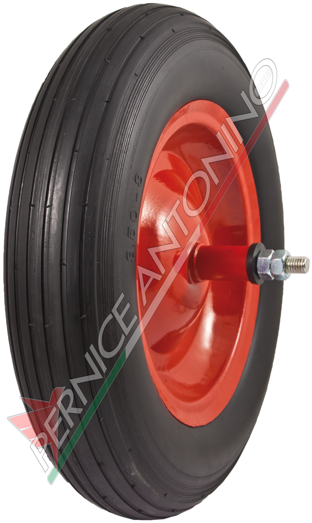 FULL WHEEL FOR WHEELBARROW - SPACE SHAFT - RIBBED TYRE