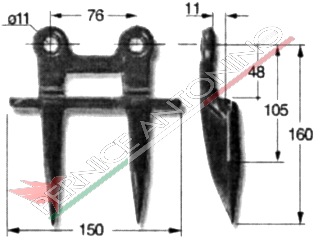 Double end FINGER for ITALIAN AND FOREIGN COMBINE HARVESTERS (blade end side)