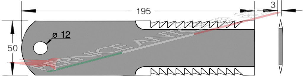 Coltello per trinciapaglia dentato