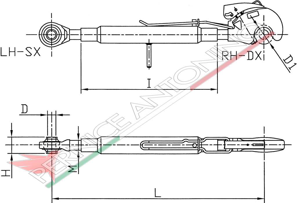 Top link with hook and anti twist handle