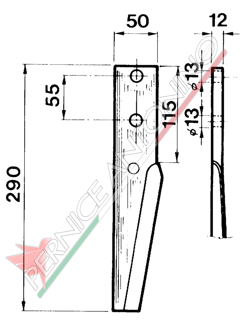 Dente per erpici rotativi - TB250