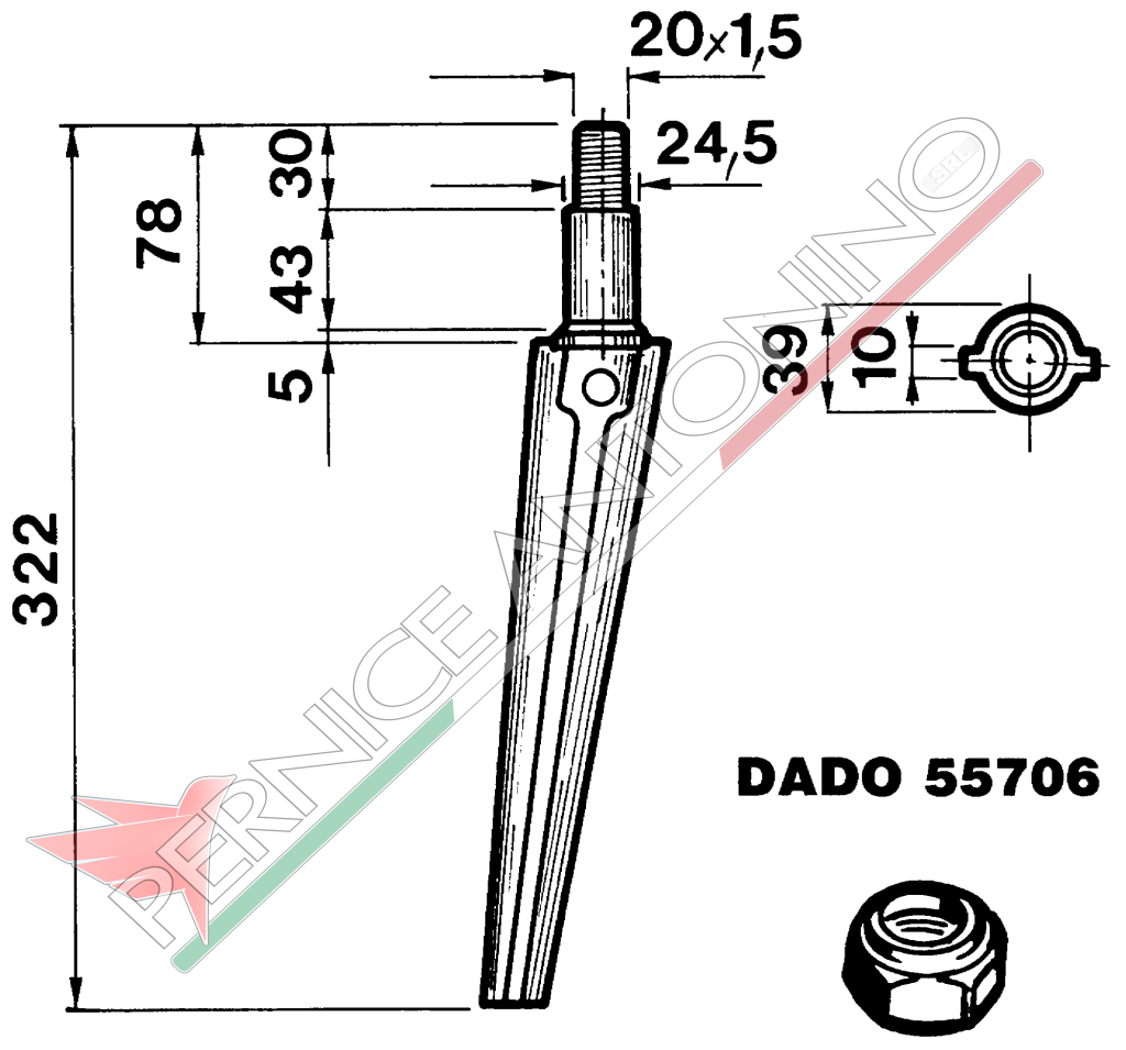 Tine for power harrows - Cylindrical short