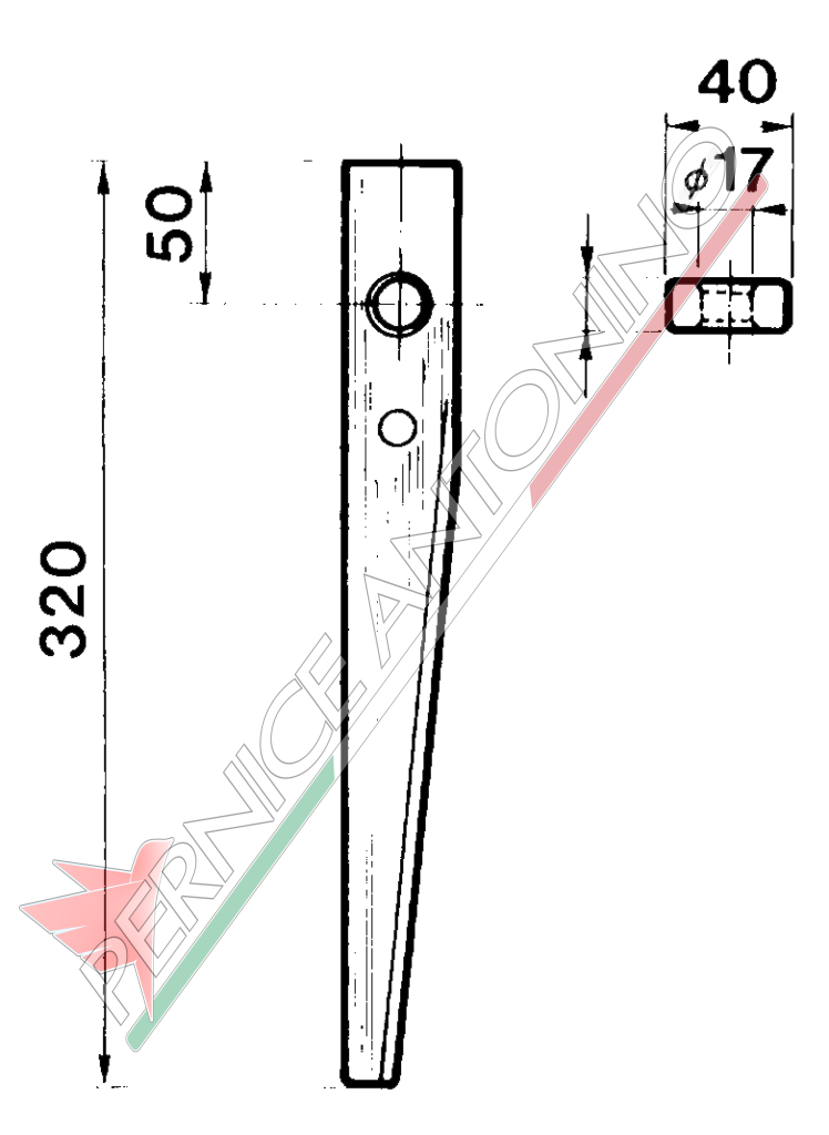 Tine for power harrows - Short type