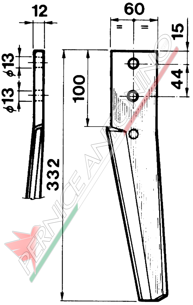 Dente per erpici rotativi