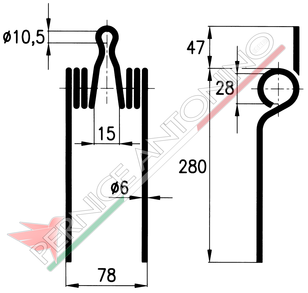 Spring for side delivery rakes