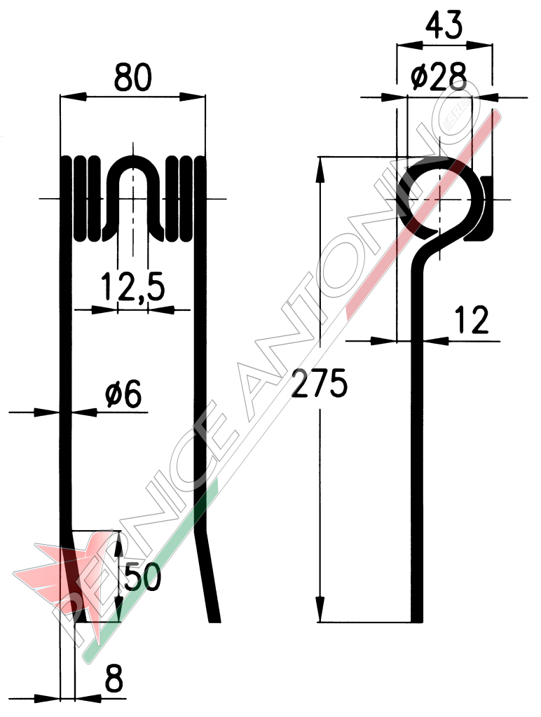 Spring for side delivery rakes