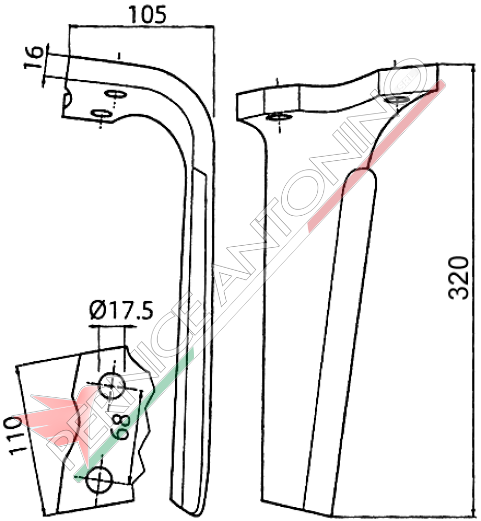 Dente per erpici rotativi