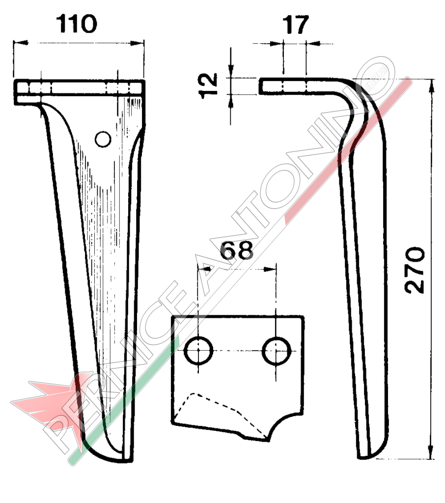 Dente per erpici rotativi