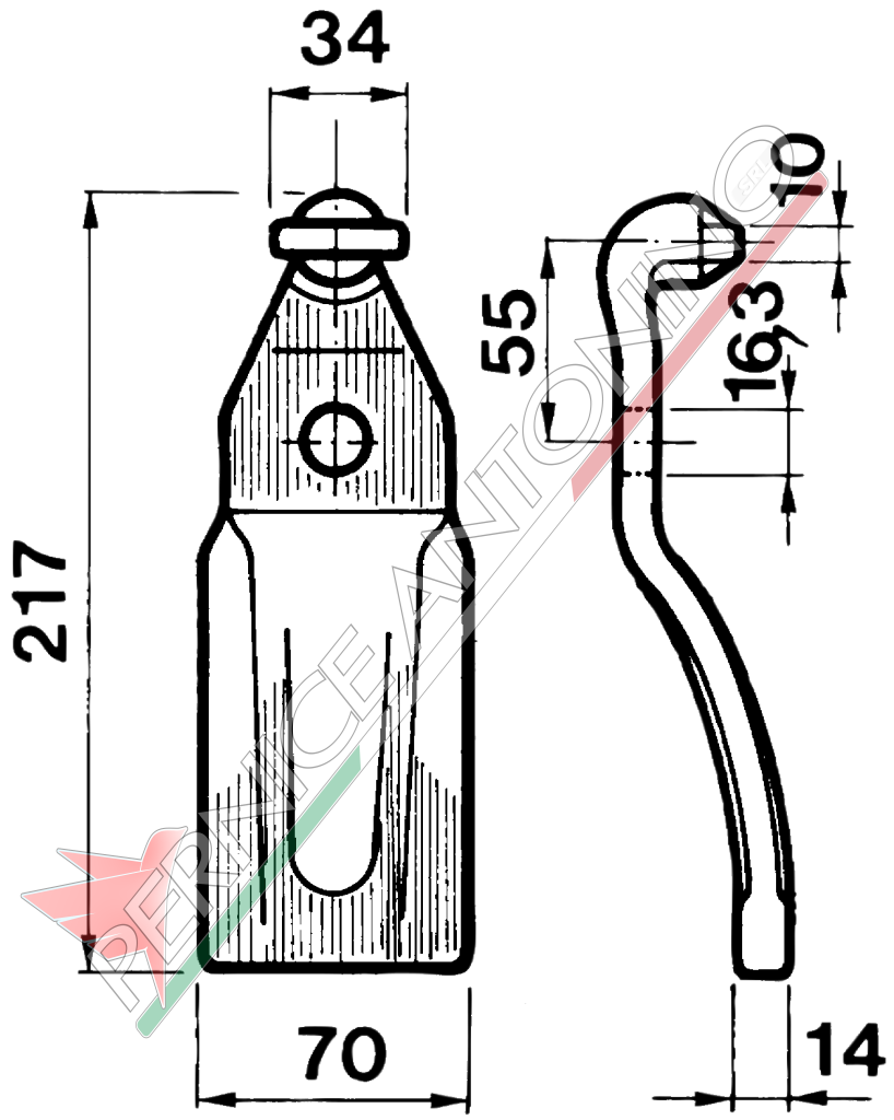 Tine for power harrows - Pegolama 1 hole