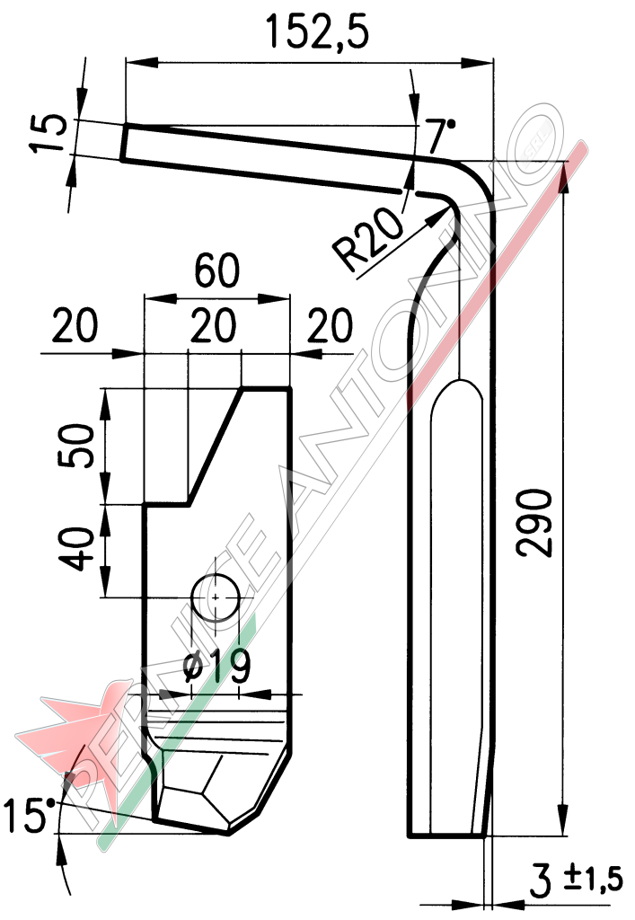 Dente per erpici rotativi