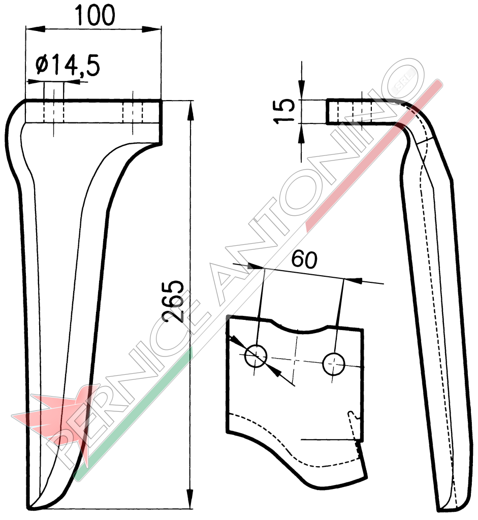 Dente per erpici rotativi