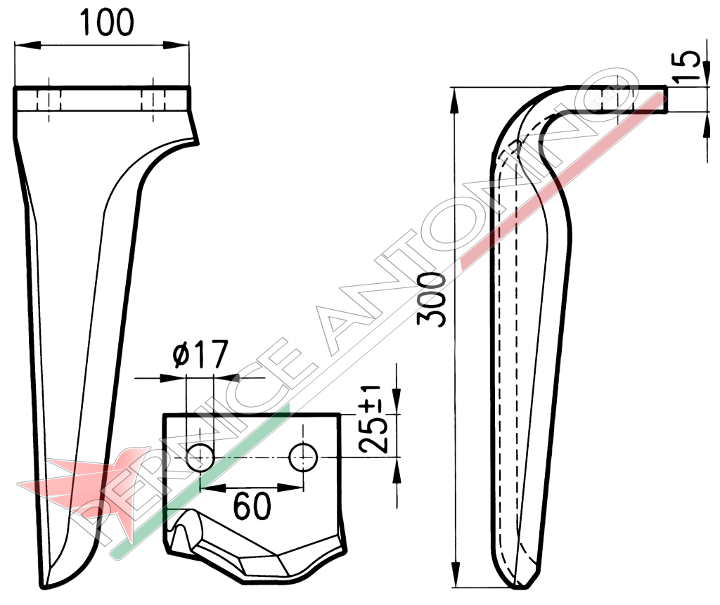 Dente per erpici rotativi - Dominator rinforzato (Originale)