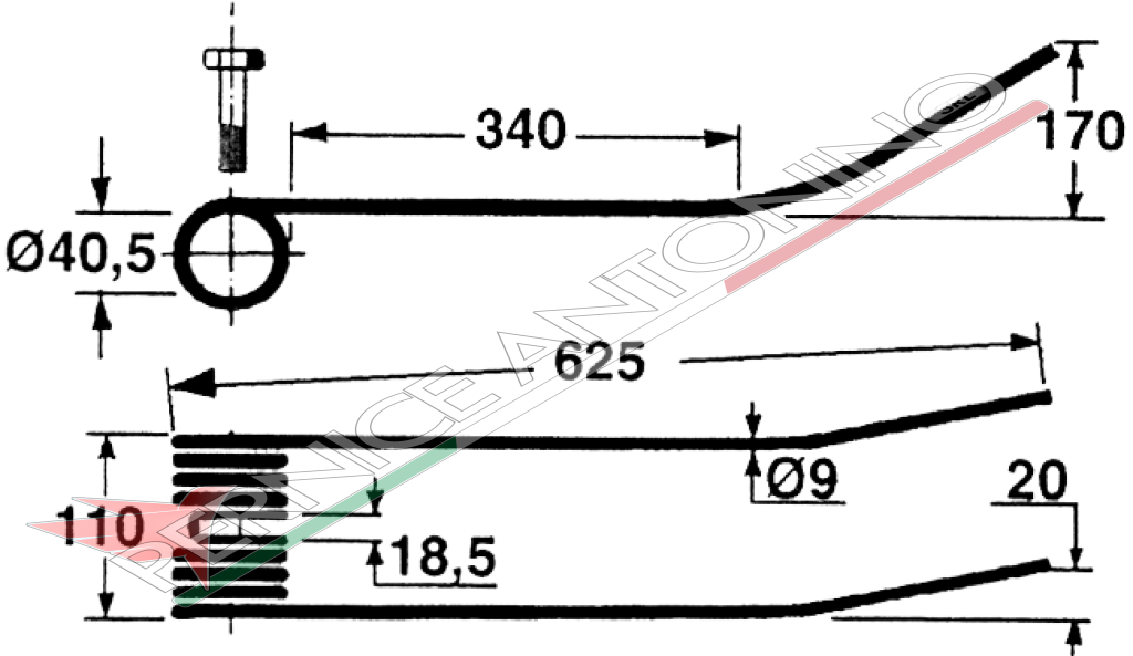 Dente a molla per giroandanatore