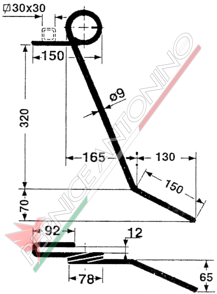 Rear tine for seed drill - various manufacturers