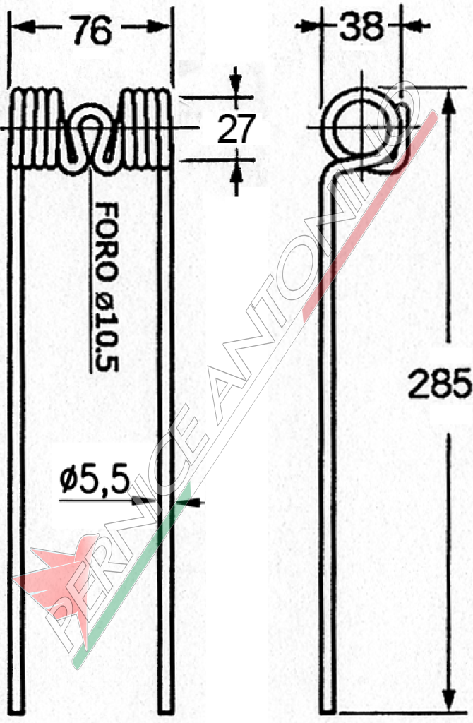 Spring for side delivery rakes