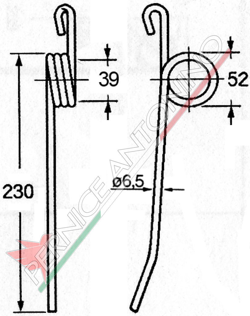 Spring for side delivery rakes