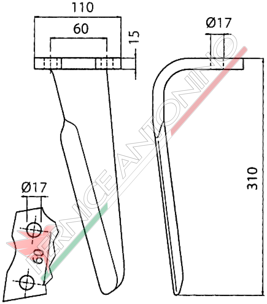 Dente per erpici rotativi - DH pesante