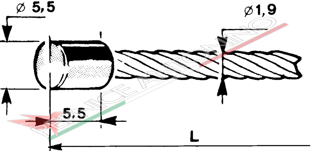 Cable with cylindrical head Ø 5,5x5,5