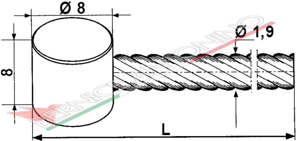 Cable with sleeves Ø 8x8