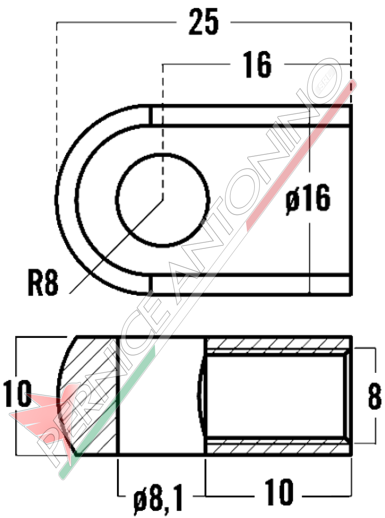 Occhiello filettato per molle a gas