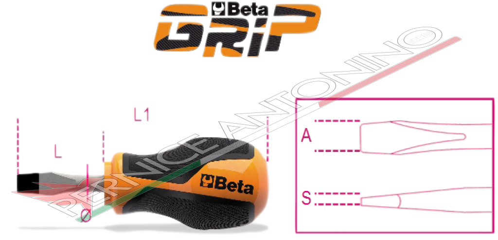 Giravite per viti a testa con intaglio tipo cortissimo - Beta GRIP