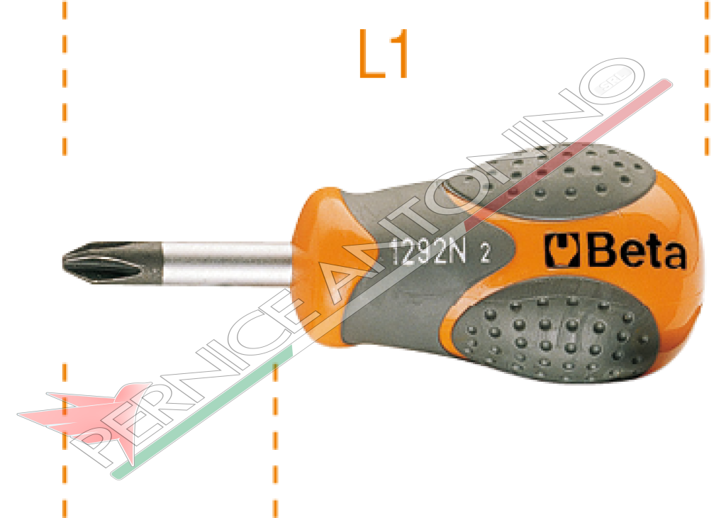 Screwdriver for cross-head Phillips® screws extra short type