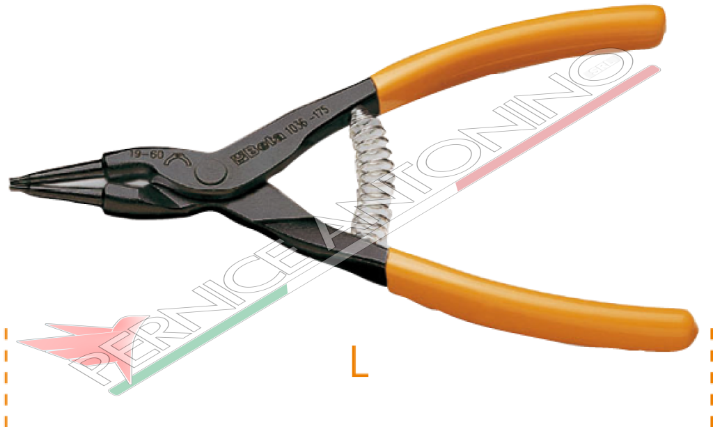 Straight nose pliers for external spring rings