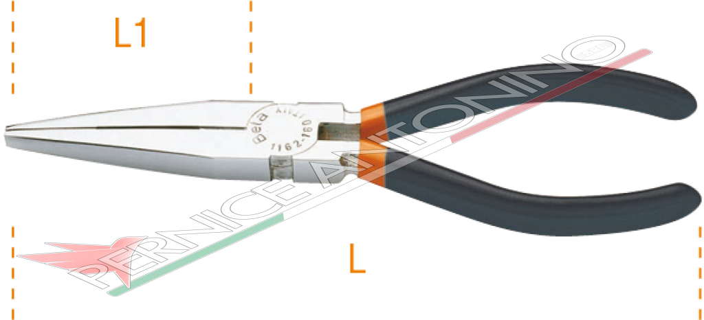 Very long straight flat nose pliers with PVC handles