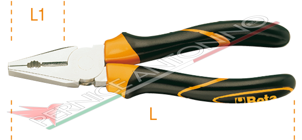 Pinza universale cromata lucida con impugnatura bimateriale