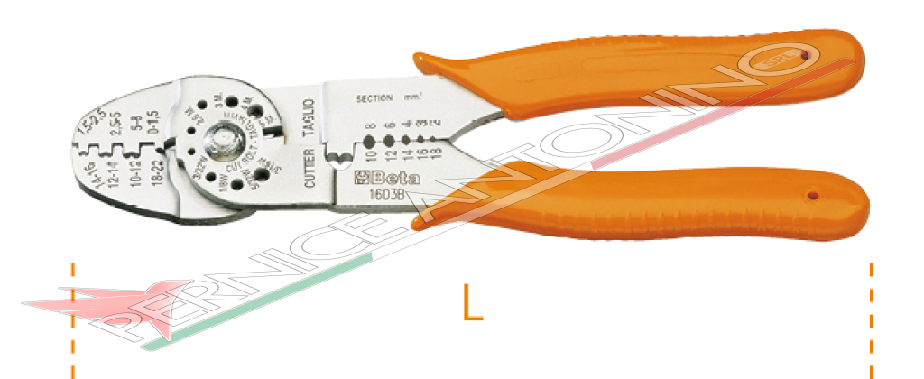 Crimping pliers for non-insulated open terminals, standard model