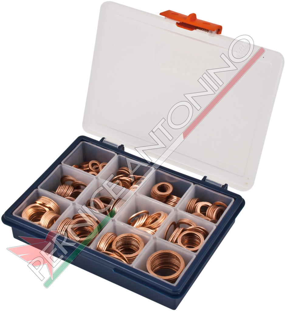 Assortimento rondelle in rame con espositore