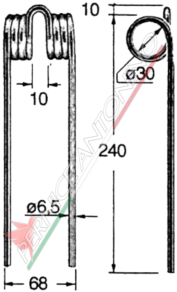 Spring for side delivery rakes