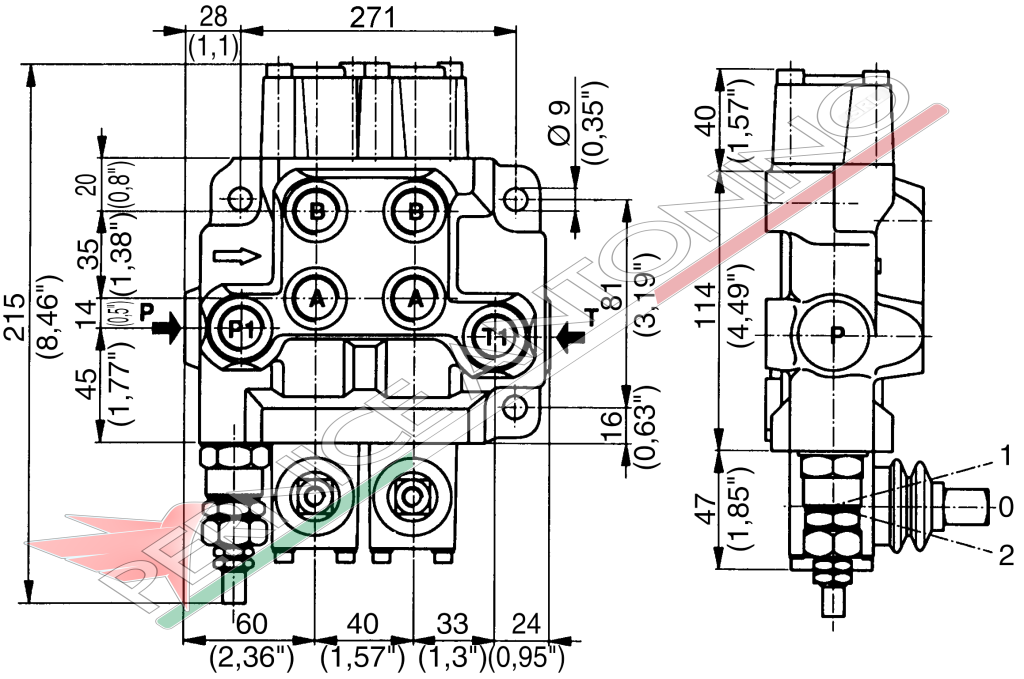 Monoblock valve 6 levers predisposed for CARRY OVER