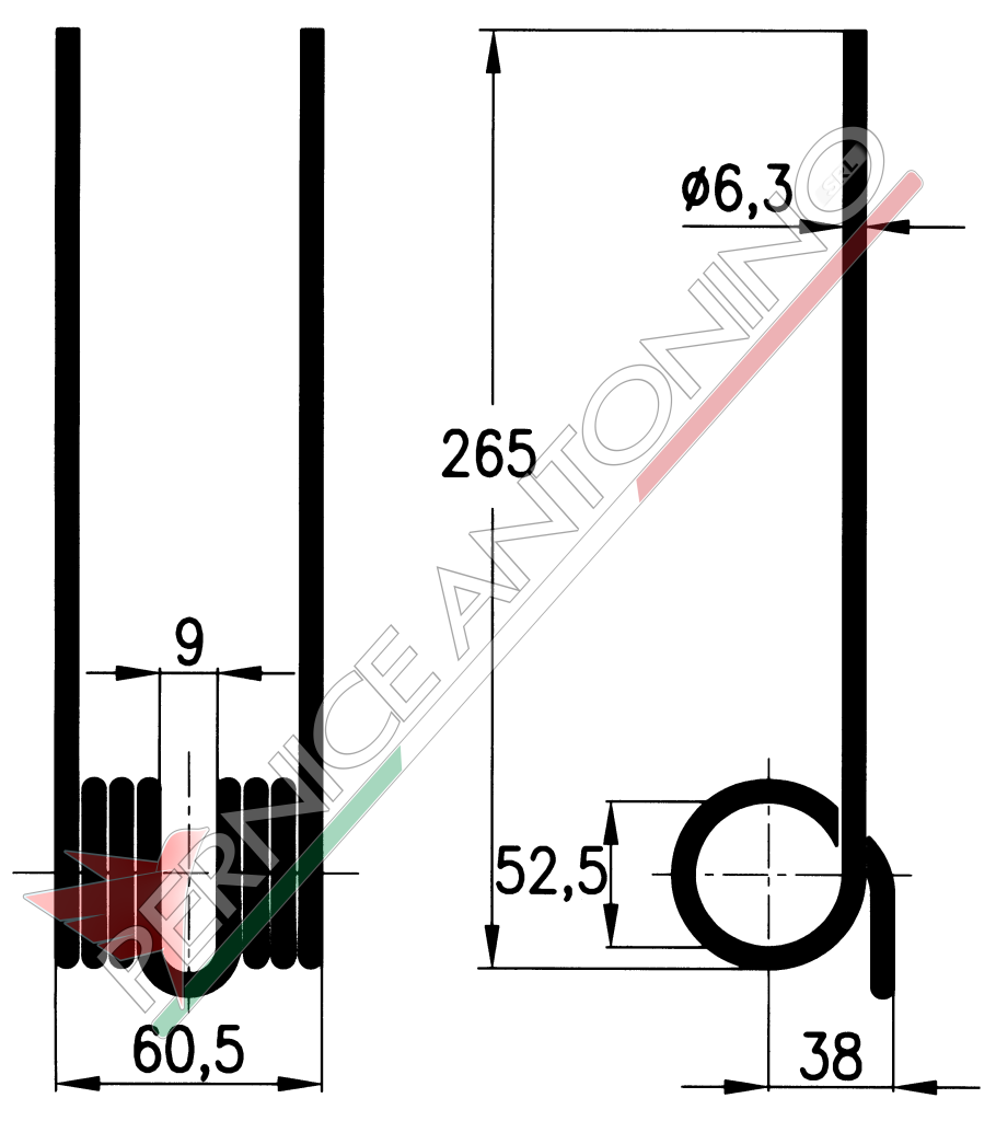 Molla per ranghinatore a pettine