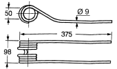 Spring for rotary tedders