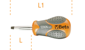 Screwdriver for slotted head screws extra short type