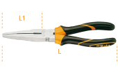 Pinza a becchi piatti lunghissimi dritti con impugnatura bimateriale